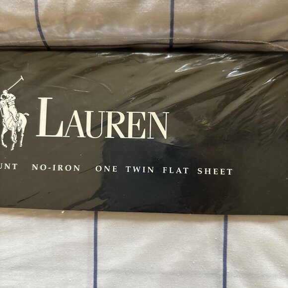Ralph Lauren 100% Cotton Twin Sheet Set White With Blue New 200 Thread Count - Picture 5 of 7